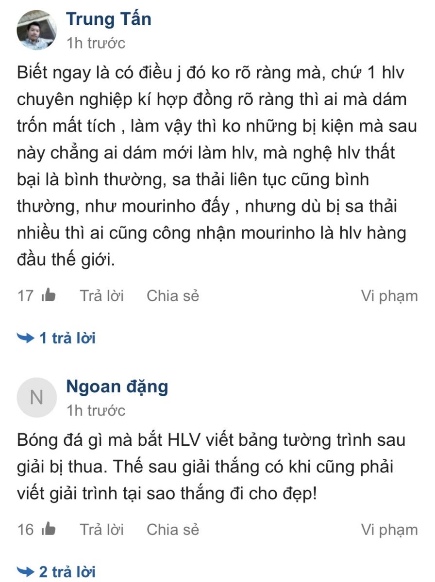 แฟนบอลเวียดนามร่วมแสดงความเห็นกรณีส.บอลไทย-นิชิโนะ